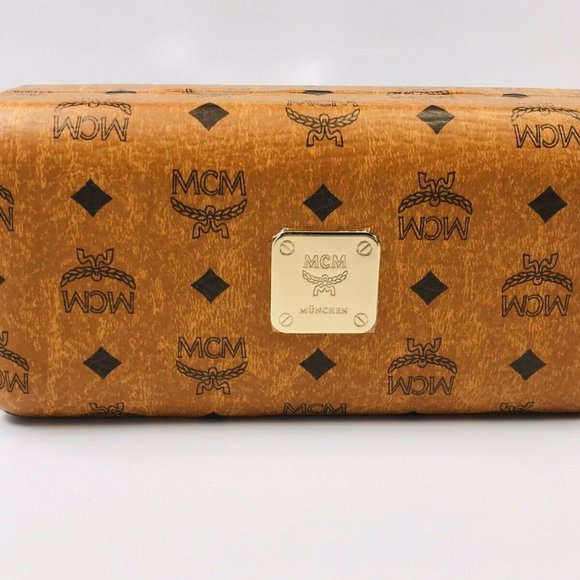 MCM Gold Metal Frame Sunglasses with Black Accents and Light Blue Detail